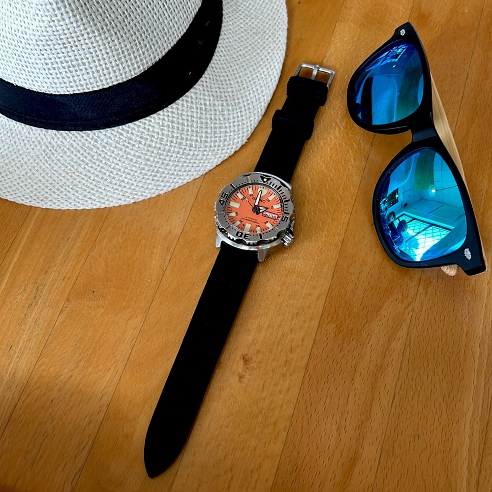 Seiko.  Orange Monster automatic diving watch.